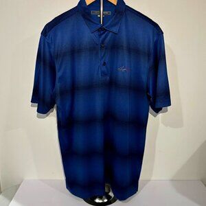 Greg Norman Play Dry Men's Blue/Black Embossed Golf Polo Shirt Size L
